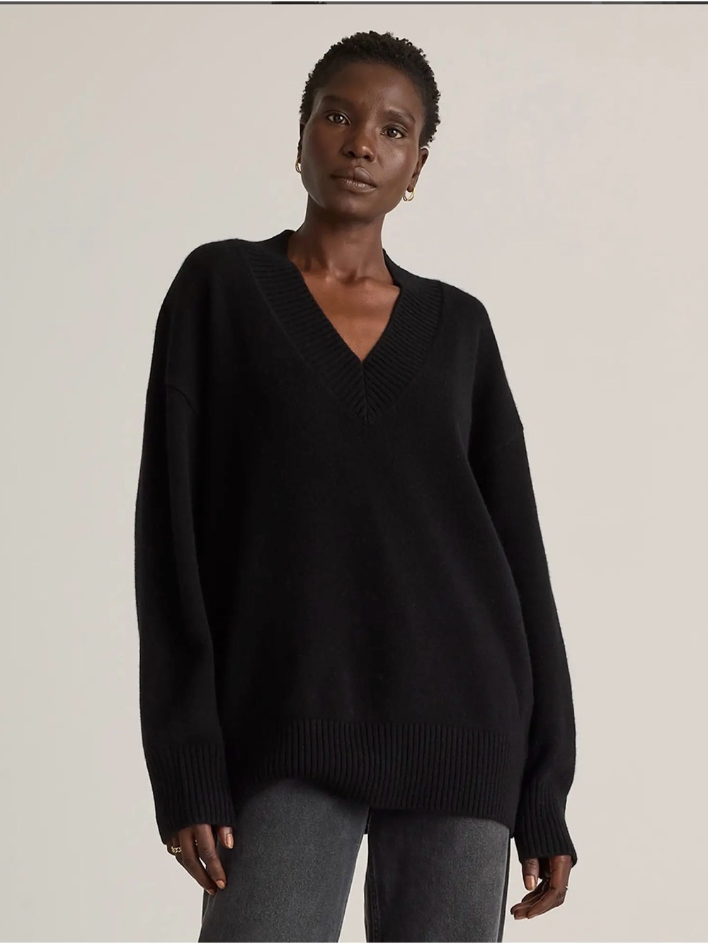 Quince V-Neck Oversized Women's Sweater